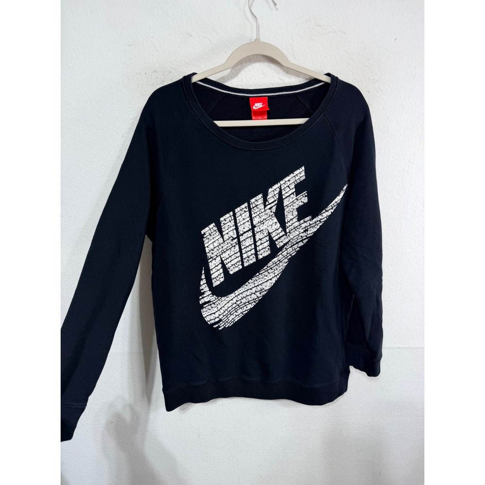 Nike Sweatshirt Logo Graphic Swoosh Pullover Women's Medium Black 683735-010